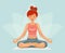 Meditation cute female girl yoga health cartoon character design vector illustration