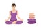 Meditation, harmony and balance, woman with short brown hair practicing yoga