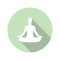 Meditation icon in a flat design with long shadow. Vector illustration