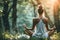 Meditation and mindfulness practices in alternative healing. Woman in the nature