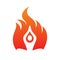 Meditation people fire life vector icon on the white background