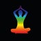 Meditation person sitting in a lotus pose rainbow color