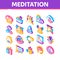 Meditation Practice Isometric Icons Set Vector