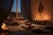 meditation room lit by candlelight