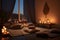 meditation room with lit candles