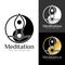 Meditation symbol - Abstract line border human in yoga poses with hands namaste in yin yang zen circle vector design