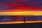 Meditation Watching Colorful Sunset Ocean Canon Beach Oregon