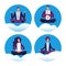 Meditation yoga businesspeople vector icons. Office workers avoid stress. Vector concept