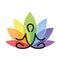 Meditation yoga outline with colorful lotus flower