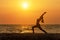 Meditation yoga spirit lifestyle mind woman peace vitality, silhouette outdoors on the Sea sunrise,