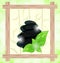 Meditative bamboo background with cairn stones
