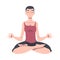 Meditative Female Engaged in Pranayama Practice Sitting in Lotus Position Vector Illustration