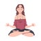 Meditative Female Engaged in Pranayama Practice Sitting in Lotus Position Vector Illustration