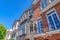 Mediterranean adjacent houses in a low angle view at San Francisco, California