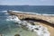 Mediterranean beach, rock formation, town of Sant Antoni, Ibiza