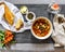 Mediterranean Chicken Soup with Olive Tapenade and Crusty Bread