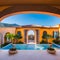 Mediterranean Coastal Villa: A Mediterranean-inspired villa with arched doorways, terracotta tiles, and a view of the sea2, Gene