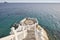 Mediterranean coastline viewpoint in Benidorm. Wind rose compass