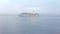 Mediterranean ferry boat crosses frame in peaceful early morning sunlight