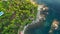 Mediterranean fishing village aerial drone view
