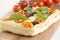 Mediterranean flat bread on wooden board