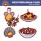 Mediterranean food vector collection of tasty exquisite dishes