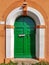 Mediterranean green wooden front door