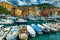 Mediterranean harbor with luxury yachts, Camogli resort, Liguria, Italy, Europe