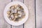 Mediterranean herring fillet served on a plate on the table