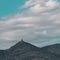 Mediterranean hill and cloudy sky Pyrenees orientales, France