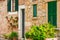 Mediterranean house with flowers pots on Majorca island, Spain