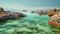 Mediterranean-inspired Lake With Floating Rocks In 8k Photorealistic Cinematic Render