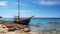 Mediterranean-inspired Rough Wooden Boat At Formentera Beach