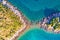 Mediterranean island stone shape aerial view