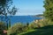 Mediterranean landscape italy, lake Gardasee, view to Gargnano, Bogliaco and Rocca di Manerba