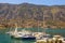 Mediterranean landscape. Montenegro, Bay of Kotor. Sailboats and yachts in port of Kotor city against Vrmac mountain