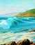 Mediterranean landscape with turquoise wave