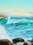 Mediterranean landscape with turquoise wave