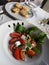 Mediterranean lunch, tomato salad and cheesy toast