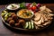 mediterranean mezze platter with hummus and falafel