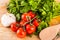 Mediterranean parsley garlic tomatoes and spaghetti