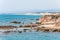 Mediterranean sea coast rocks near Caesarea, ancient city in Israel