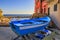 Mediterranean Sea, colorful boats and houses, Riomaggiore in Cinque Terre, Italy