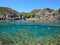 Mediterranean sea rocky cove fish and seagrass