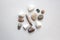 Mediterranean sea stones collection on white background