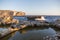 Mediterranean Sea Waves Crashing on Gozo Island Limestone Cliffs