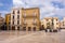 Mediterranean square with ancient buildings. Italian traditional architecture. Bari town landmark. Vastness concept.