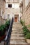 Mediterranean stone house with steps