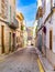 Mediterranean street in the old town of Felanitx on Majorca