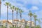 Mediterranean style complex apartment buildings at Carlsbad, San Diego, California